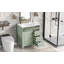 Meuble-lavabo de 30 pouces avec lavabo, meuble-lavabo autoportant vert avec tiroir rabattable, 3 tiroirs et armoire de rangement, bois massif et panneau de fibres à densité moyenne, plateau de lavabo en céramique