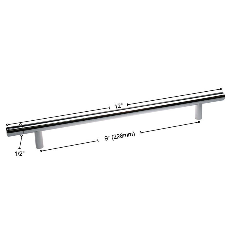 Poignée barre Roman, Chrome poli, 9"