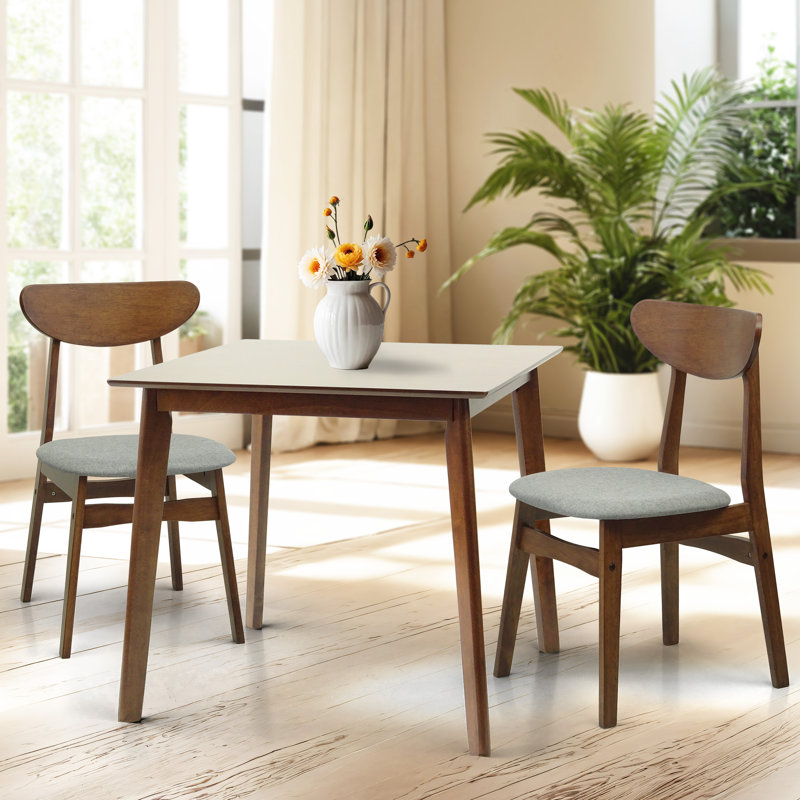 Four Leg Dining Set, Medium Brown