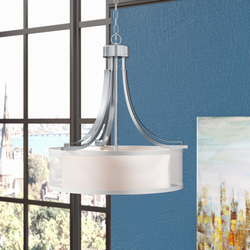 Lustre à abat-jours cylindrique à trois lumières