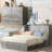 Full Size Murphy Bed Cabinet with Tri-fold Mattress & USB Charging, Grey-83685093