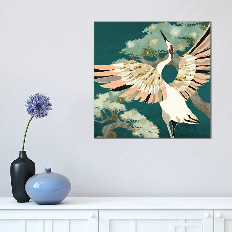 Golden Crane - Print on Canvas, Wrapped Canvas, 66.04 cm H x 66.04 cm W x 3.175 cm D