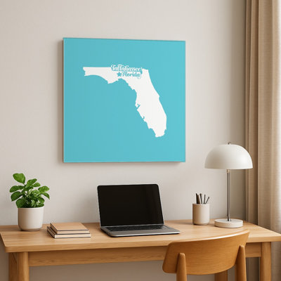 Tallahassee, ma douce demeure — Silhouette de l'État de Floride — Décoration murale carrée en métal