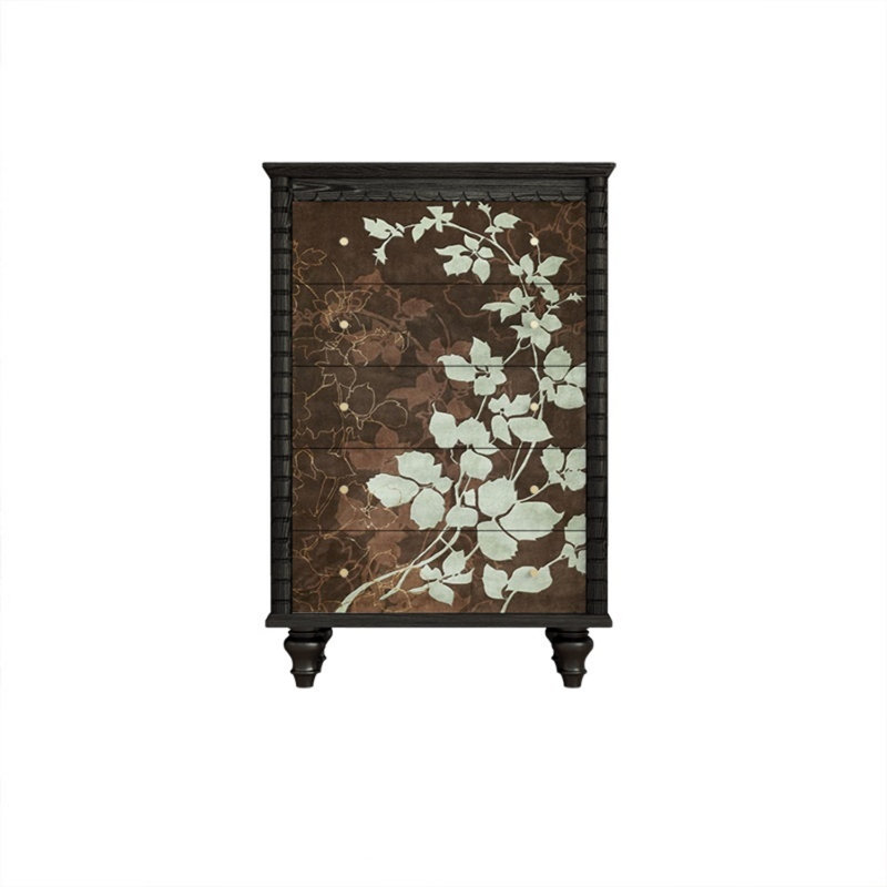 Commode décorative à cinq tiroirs Retro, Noir