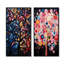 Arbre de fantaisie rose et bleu, arbre I - arbre africain, ensemble d'art mural sur toile-1515846008-1515846010