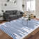 Tapis rayé en polyester bleu Kr Krellyn