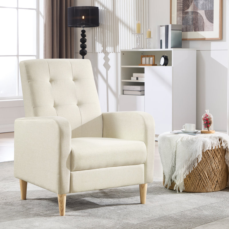 Oka Upholstered Linen Armchair, Beige