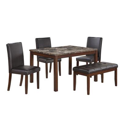 5 Piece Upholstered Dining Set With Bench