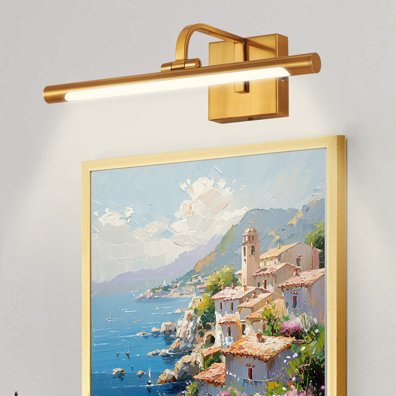 1-Light Dimmable LED Picture Light 3000K/4000K/5000K Adjustable, 640 Lumens, Brushed Brass, 4.33" H x 16" W x 8.26" D