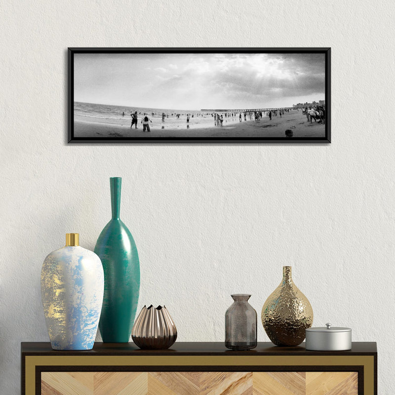 " Tourists on the beach, Coney Island, Brooklyn, New York City, New York State, USA ", 12" H x 36" W x 1.5" D, Wrapped Canvas