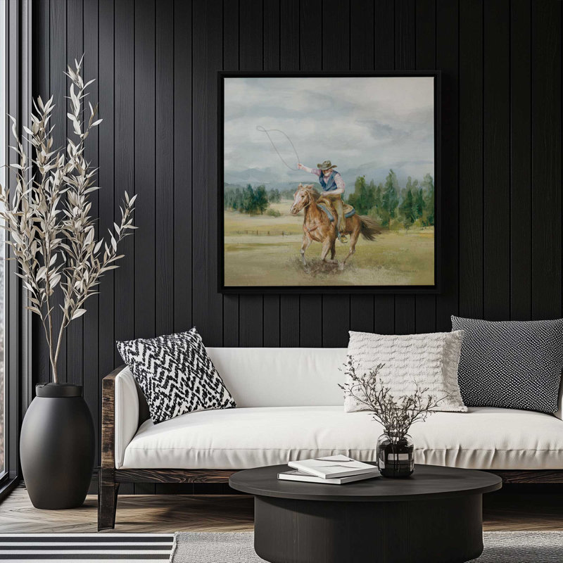 «Riders of the Range II» par Danhui Nai, reproduction d'art sur toile, H 20 po x l 20 po, Noir, noir, noir, noir