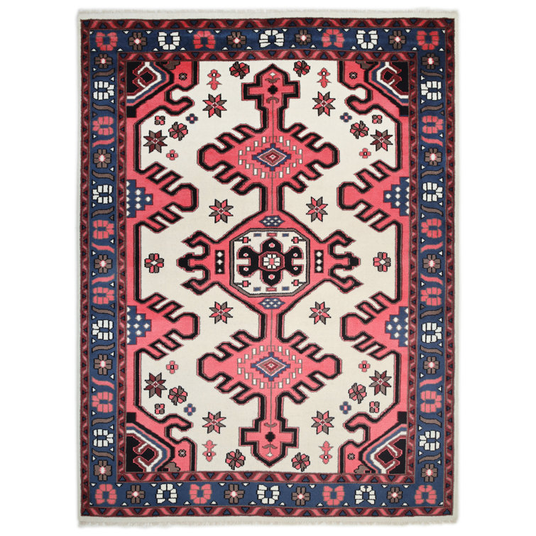 Matteson Hand-Knotted Area Rug in Red/White/Blue