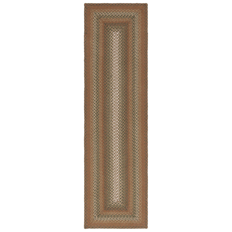 Braided Flat Weave Cotton/Others Striped Rug in Brown/Ivory, Runner 2'3" x 8'