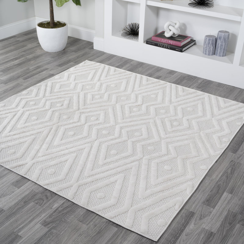 Tapis ivoire intérieur / extérieur Fierros, Carré 5 pi 3 po
