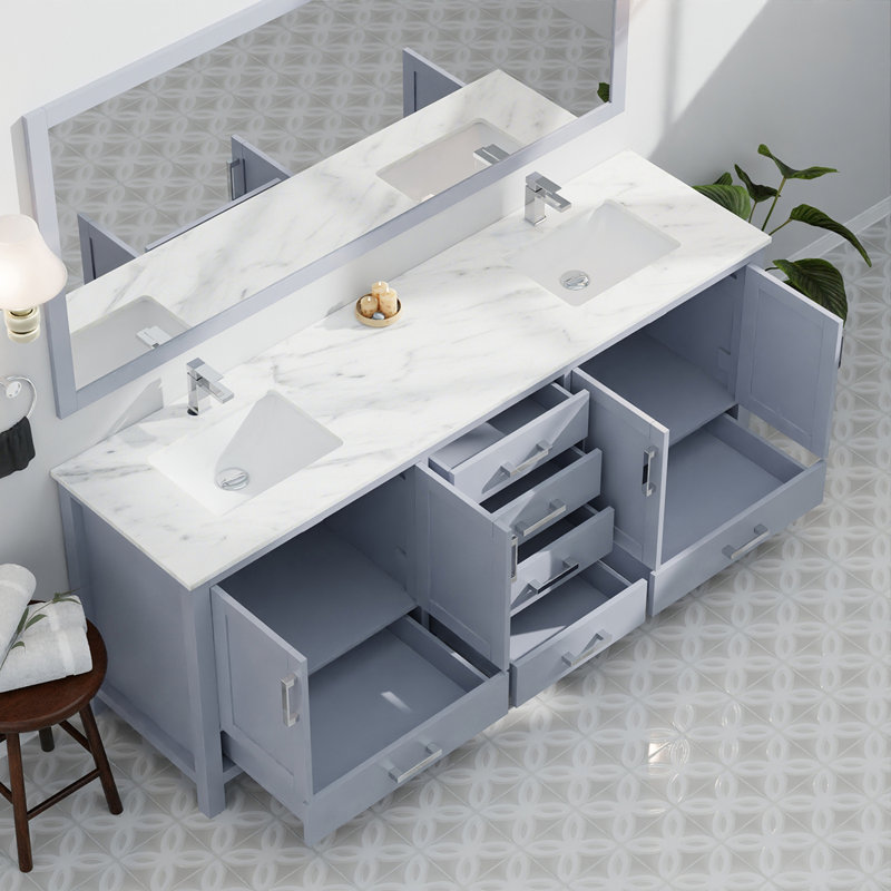 Double Bath Vanity with Carrara Top, Marble