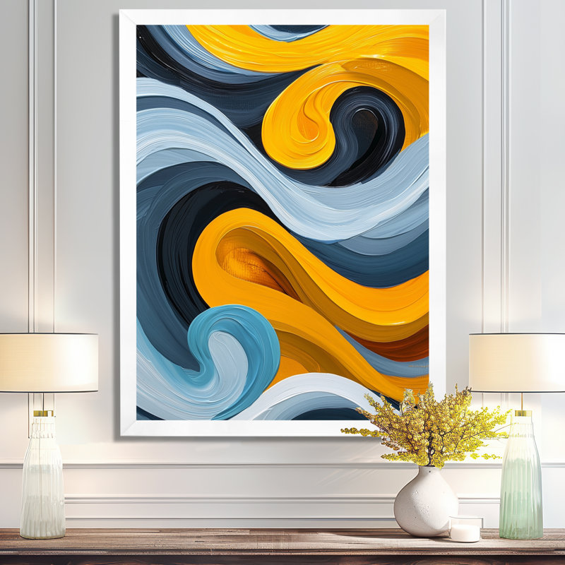 Nyara - Abstract Canvas Art Print, 44" H x 34" W, Single Picture Framed Print, White