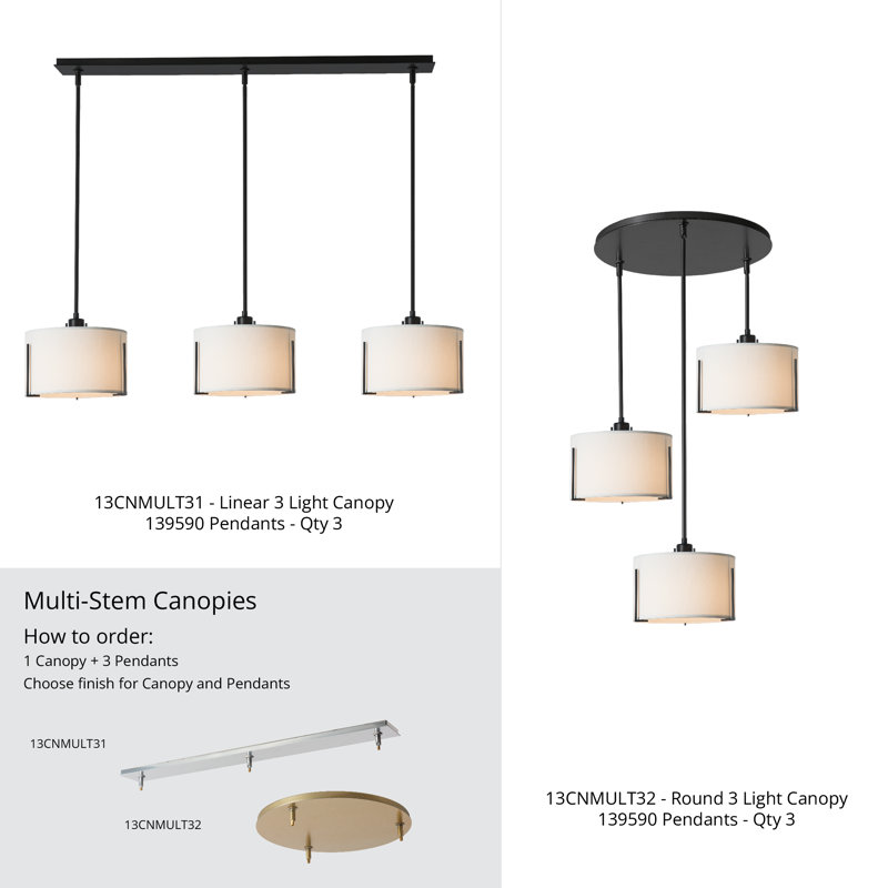 3-Light Linear Canopy - Black Finish, Black