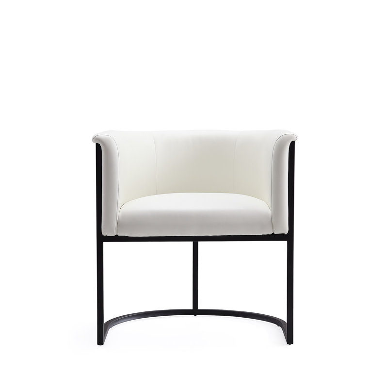 Fauteuil rembourré en similicuir Virgil, Blanc