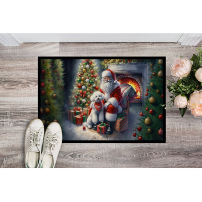 Paillasson Bichon Frise et Père Noël