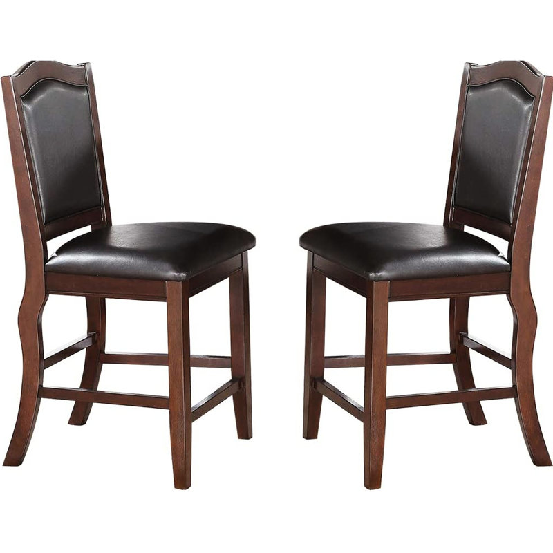 2 pièces de chaises à hauteur de comptoir brun foncé - Similicuir, moderne, élégant pour les repas, espace moderne
