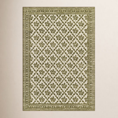 Anders Green Floral Wool Rug