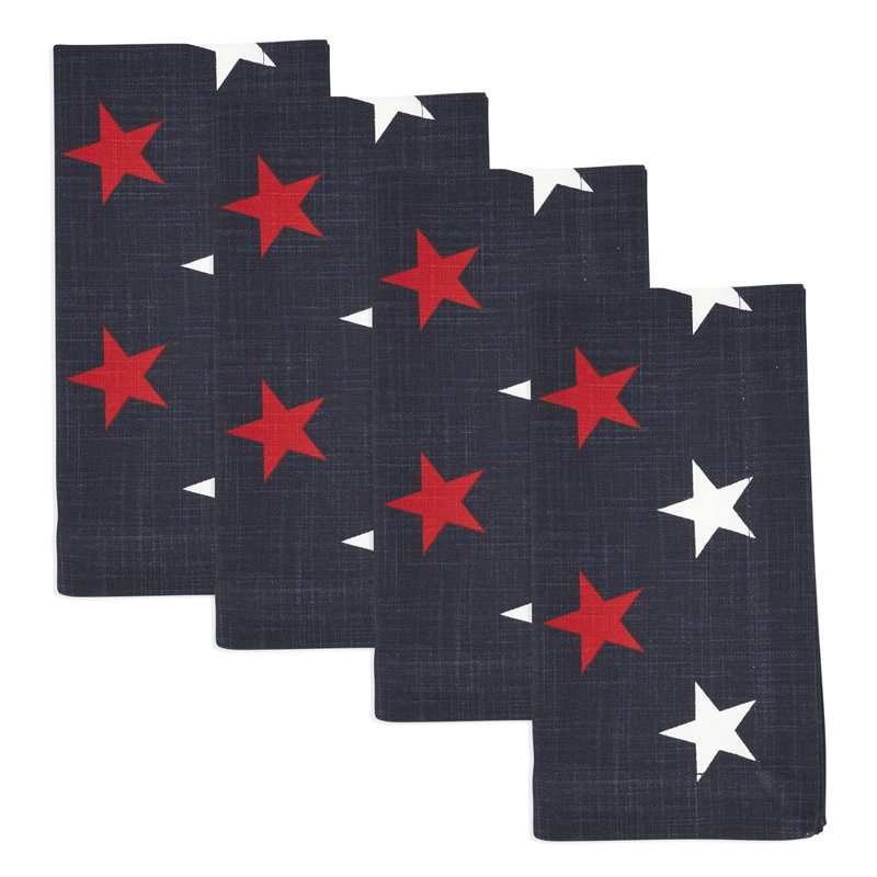 Ensemble de 4 serviettes de table en tissu d'inspiration américaine avec drapeaux rouges et blancs l 20 po x L 20 po