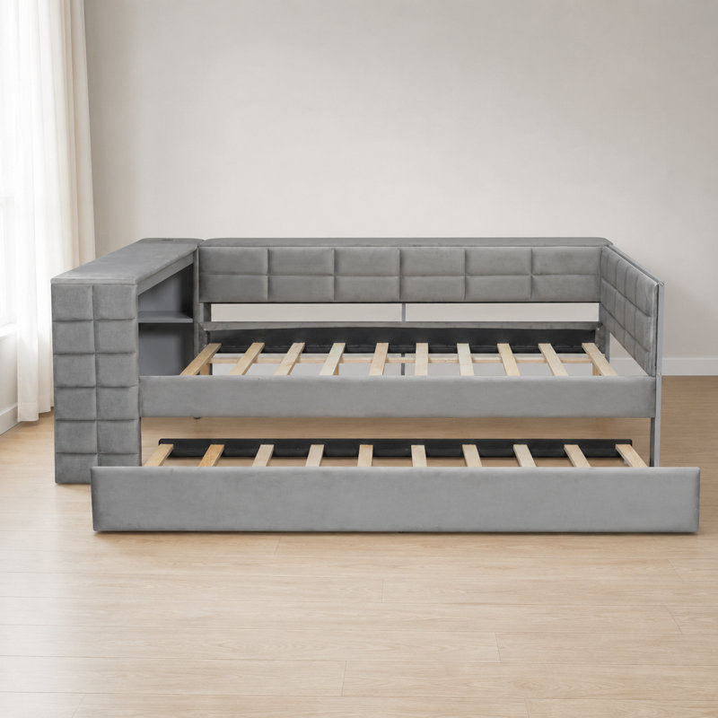 Lit plateforme tapissier, bureau de rangement avec couchette de chargement
