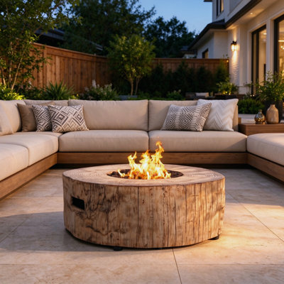 Foyer extérieur portatif au propane MGO de 76 cm (30 pouces), 30 000 BTU, motif bois brun, pour terrasse, jardin ou patio. Résistant aux intempéries.
