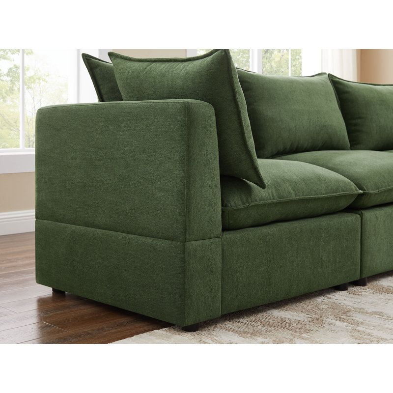 Canapé modulaire rembourré 6 pièces Yunet, Polyester vert olive