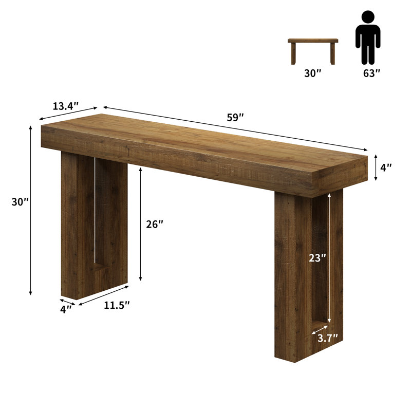 Console 59 "en bois massif récupéré - Longue entrée de ferme et table de canapé pour le couloir, 59" x 13.4'' x 30'' (LxDxH)