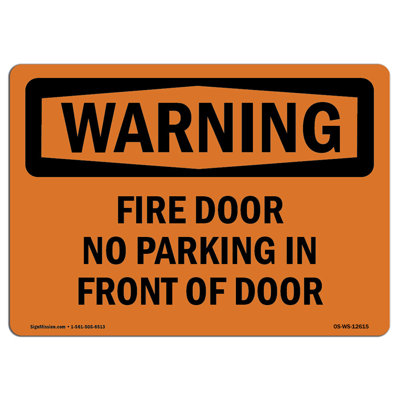 Fire Door No Parking in Front of Door Sign