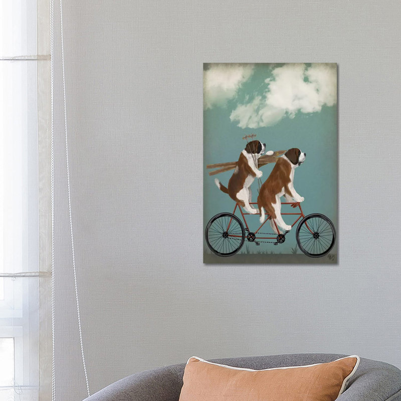 St. Bernard Tandem by Fab Funky - Wrapped Canvas Print, 66.04 cm H x 45.72 cm W