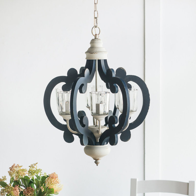 Lustre en bois 6 lumières, Noir