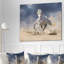 Cheval blanc andalou dans la poussière du désert - impression sur toile tendue-29490980
