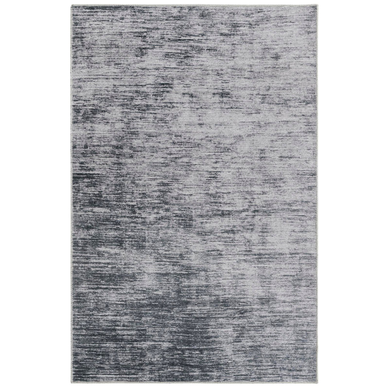 Tapis gris en chenille tissé à la machine Ikhasa, Rectangle 4 pi x 6 pi