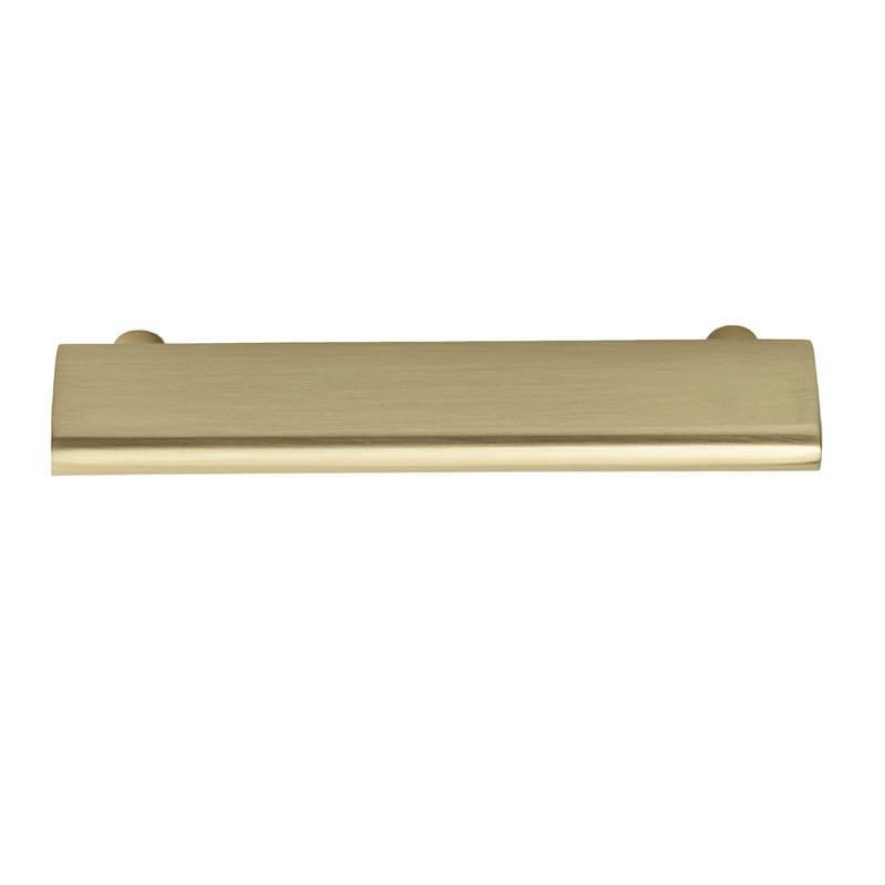Stella 3-1/2" Center to Center Satin Brass Finger Drawer Pull, 3.5", Satin Brass