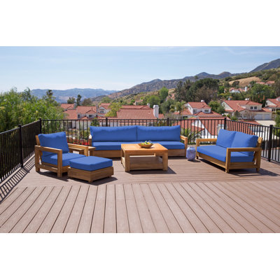 Ensemble de conversation de canapé en teck avec coussins Sunbrella 10 pièces Crelake Deluxe