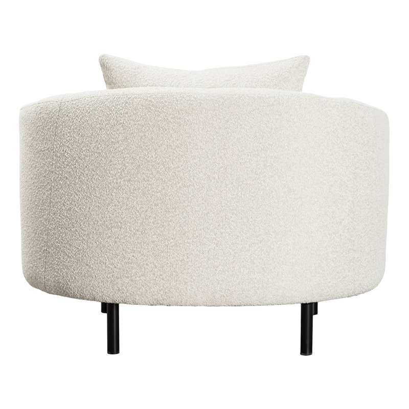 Rani White Boucle Round Back Barrel Chair with Throw Pillows