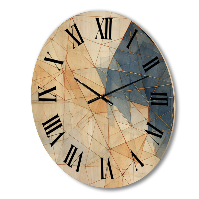 Horloge murale Minimalist Blue and Gold II - Abstract Shapes, Petit