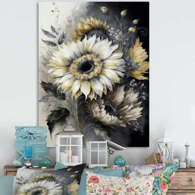 Tournesol blanc - art mural grand tournesol