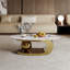 Table basse ovale en faux marbre pour salon avec base en acier inoxydable-239674798-239674799