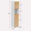Grande armoire de rangement pour salle de bain avec porte en lattes de bambou