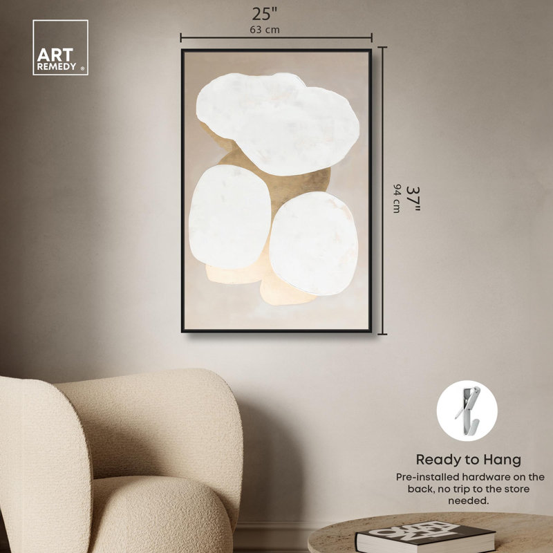 «Stacked Stones II Canvas Modern Boho Abstract» par , Cadre flottant noir, H 37 po x l 25 po