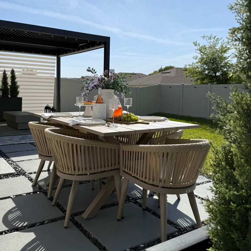 Ensemble de salle à manger rectangulaire pour l'extérieur L 62,99 po pour 6 personnes