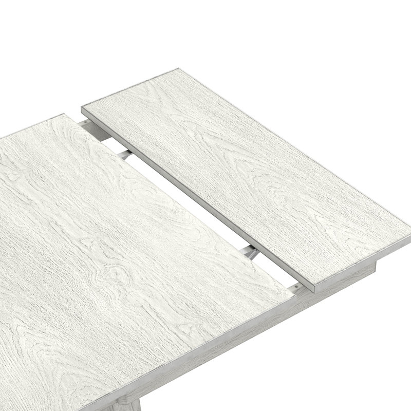 Table de salle à manger avec rangement en bois massif gris mat pour 6 personnes