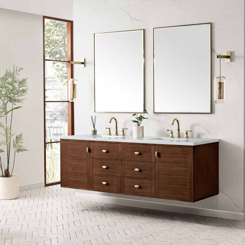 Amberly 72'' W Double Vanity, Charcoal Soapstone, 8" Widespread