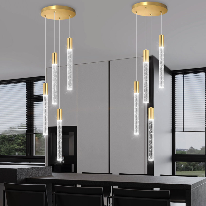 Luminaire suspendu à DEL pour îlot de cuisine à intensité variable, H 70,8 po x l 12 po x P 12 po, Doré, 4