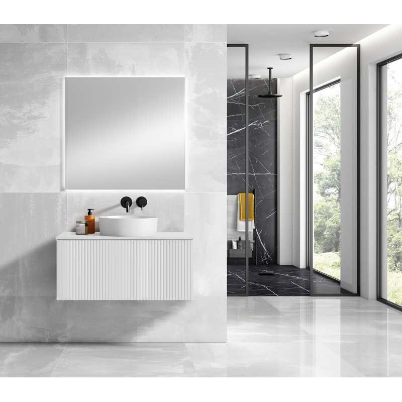 Aleemah 40'' Single Bathroom Vanity with Ceramic Top, White