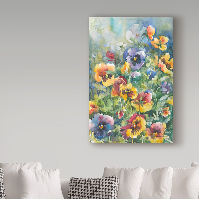 «Paint Perfect Pansies» par Mattox, reproduction d'aquarelle sur toile tendue, H 32 po x l 22 po x P 2 po