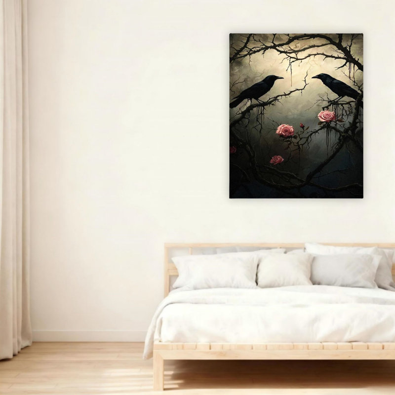 Art mural 24 "x 36" Ravens and Roses